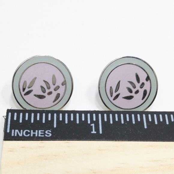 Vintage Laurel Burch "Bamboo" Post Earrings, Pastel Enamel, Gold Plated, 1980s - Picture 6 of 10